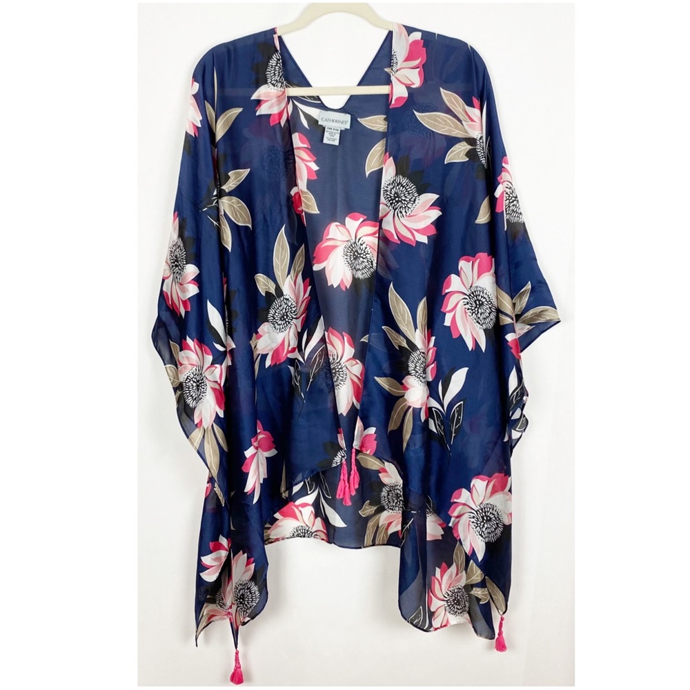 Catherines Floral Open Front Tassel Kimono One Size - Picture 6 of 6